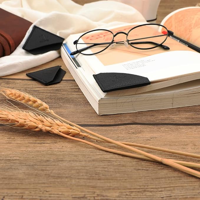 3 Pieces Leather Bookmarks Handmade Page Marker for Men Women, Faux Leather Page Clips Corner Book Markers for Teachers Gift for Writers Bookworm Book Lovers (06-Black Brown)