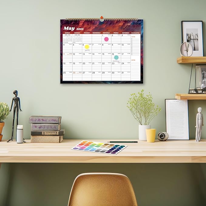 2025 Calendar, Calendar 2024-2025, 18 Months Wall Calendar July 2024 to Dec 2025 Calendar with Julian Dates, 14.8" X 11.5" (Starry Sky)