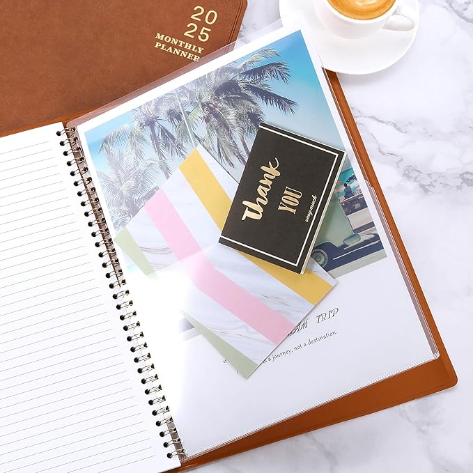 2025 Monthly Planner - 2025 Calendar/Planner 12 Months with Faux Leather, 8.86" x 11.4", Jan.2025 - Dec.2025, 15 Notes Pages, Strong Twin - Wire Binding, Pocket, Monthly Tabs, Perfect Organizer