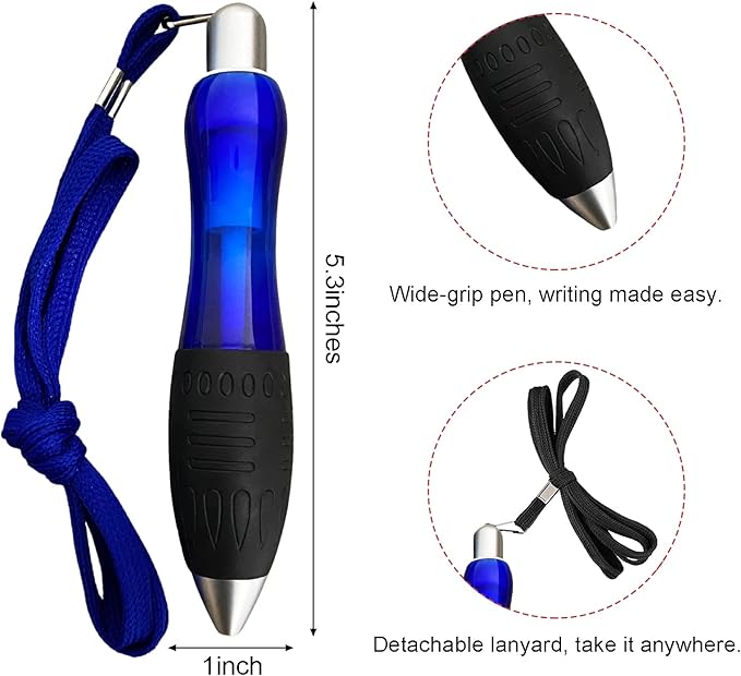 14pcs Big Fat Pens Aids Writing For Tremor, Arthritis, Parkinson, Handicap, Carpal Tunnel Large Wide Grip Pens Blue (2 Pens + 6 Black Refills + 6 Blue Refills)