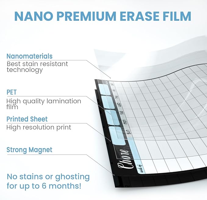 Magnetic Dry Erase Chore Chart and Weekly Calendar - 8.5"x13" Chore Board and Weekly Calendar for Fridge - 6.5"x8.5" List Board and 6 Extra Fine Point Markers Included - Shipped Flat