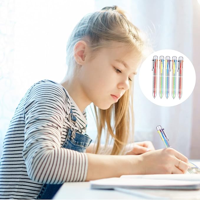 200 Pcs 6 in 1 Multicolor Ballpoint Pen Bulk 0.5 mm 6 Color Retractable Ballpoint Pen Colorful Ink Pen Party Favors Rainbow Pen for Nurses, Gel Ink Nurse Pens for Office School Students Kids (200)