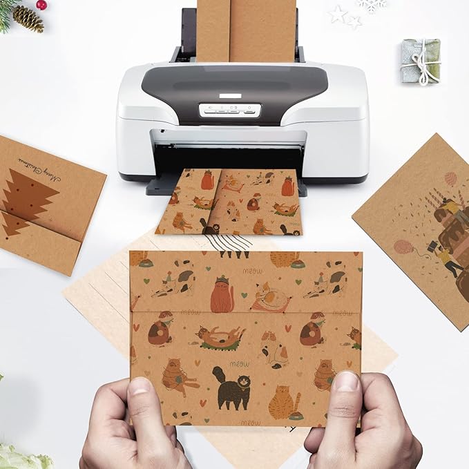 A7 Brown Kraft Envelopes Self Seal 100 Pack 120 GSM,Goefun Printable 5x7 Envelopes for Invitation, Mailing, Weddings, Business, Birthday, Photos, Documents and DIY Cards