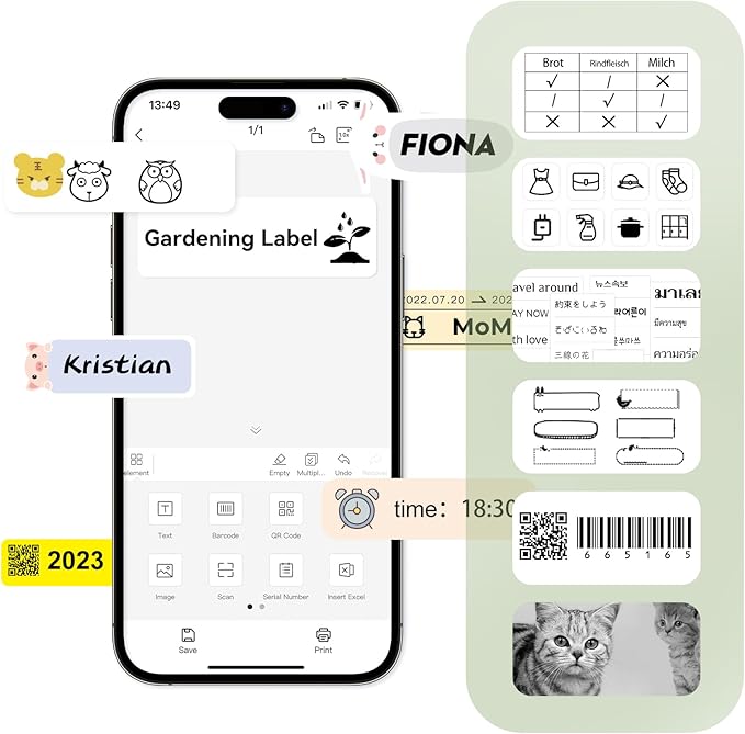 NIIMBOT Plant Labels 13×45mm (0.51'' x 1.77''), Only for B18 Label Maker, Suitable for Outdoor Indoor Plant Potted Tag, PET Material, Long Storage, Waterproof and High-Temperature Resistance, White