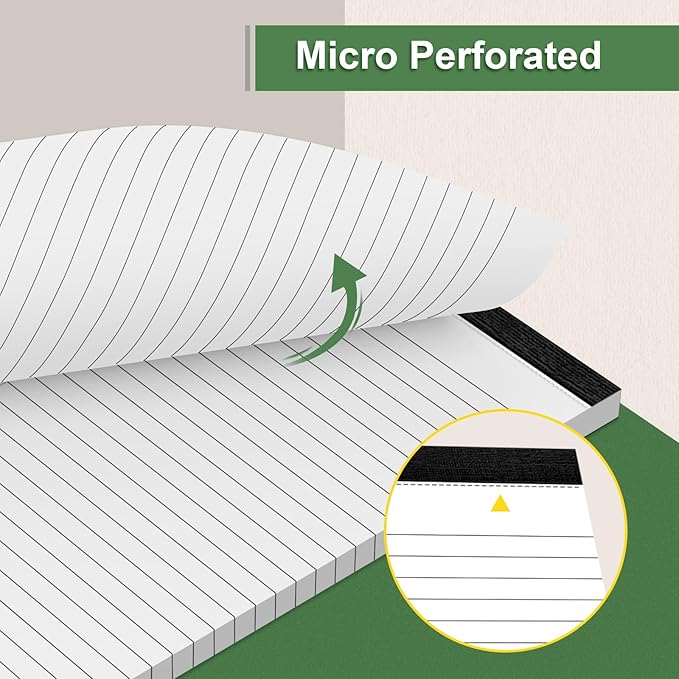 12 Pack Note Pads 5 x 8 Inch 80gsm Quality Small Notepad College Ruled Legal Pads, White Lined Double Sided Printing Writing Pads, 30 Sheets/Pad, Perforated Paper for Note-Taking, Grocery List