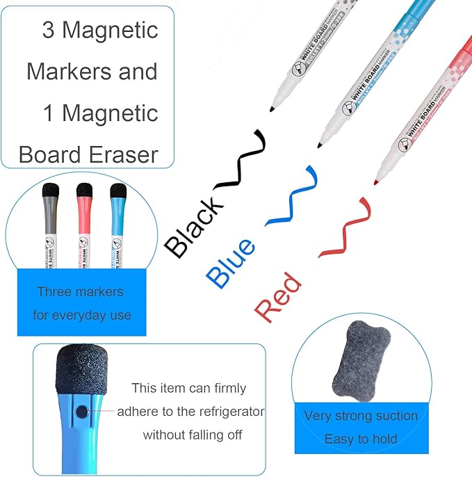 Magnetic Dry Erase Calendar for Refrigerator,Fridge Calendar Magnet Combo - Ideal for Dry Erase, Magnetic Calendar, and Home Decor