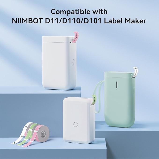 NIIMBOT Label Maker Tape for D11/D110/D101 Label Maker, 12 x 40 mm (0.47'' x 1.57'') 160 Tapes/Roll for Home Office Labeling Tape Replacement, Green