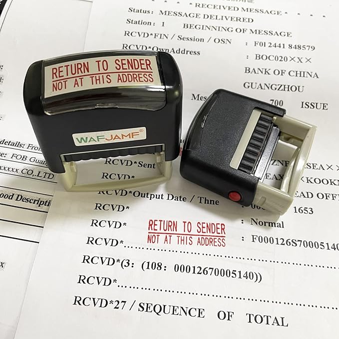 WAFJAMF Return to Sender Not at This Address Stamp – Self Inking Rubber Stamp Office Stamp Message Stamp for Business Supplies Red Ink-L