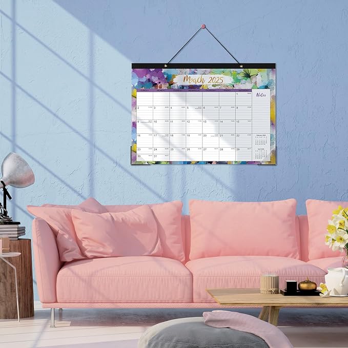 2025 Desk Calendar - 12 Months Large Desk Calendar 2025 from Jan. 2025 to Dec. 2025, 17"x 12", Large Desktop Calendar with Ruled Block, Corner Protector, Hanging Hole, Premium Paper