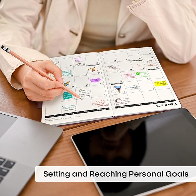 2025 Planner - Weekly and Monthly Planner, January 2025 to December 2025, Hardcover 2025 Calendar Planner Book, Inner Pocket, Perfect for Office Home School Supplies - A5 (5.8" x 8.4"), Wine Red