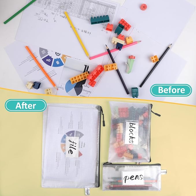 12pcs Mesh Zipper Pouch Bags, Puzzle Bag for Organizing, 8 Size Classroom Must Have Storage Bag, File Bags for School, Board Games and Office Supplies