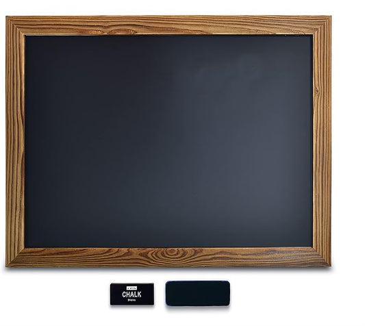 Better Office Products Magnetic Wall Chalkboard, Large Size 18" x 24", Rustic Wood Frame, Chalkboard Sign, Vertical or Horizontal Wall Mount, Includes Chalk and Eraser,(Rustic Brown)
