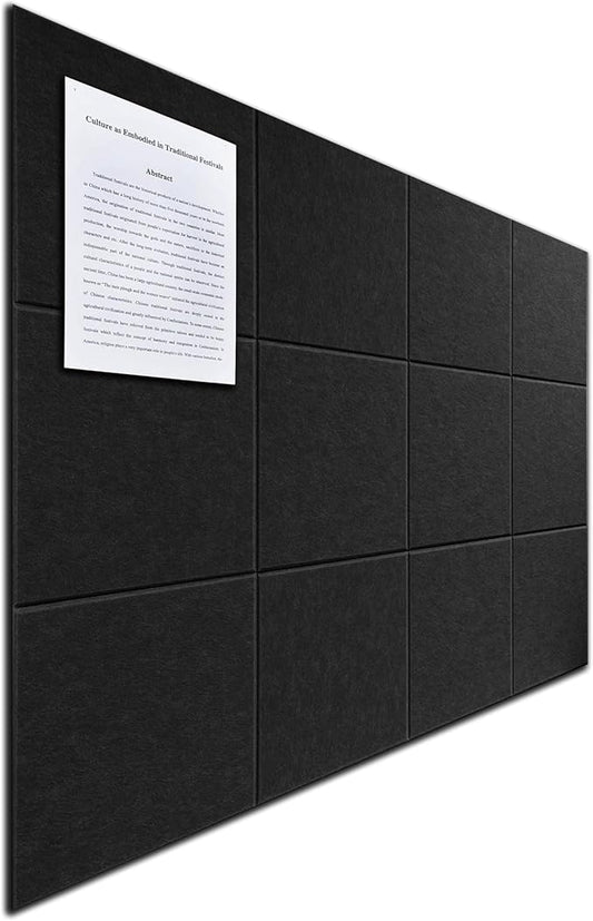 Large Felt Bulletin Board(48" x 36"),Cork Board Alternative,12 Pack Felt Wall Tiles with Safe Removable Adhesive Tabs,Notice Pin Board/Message Board/Vision Board for Office, School & Home