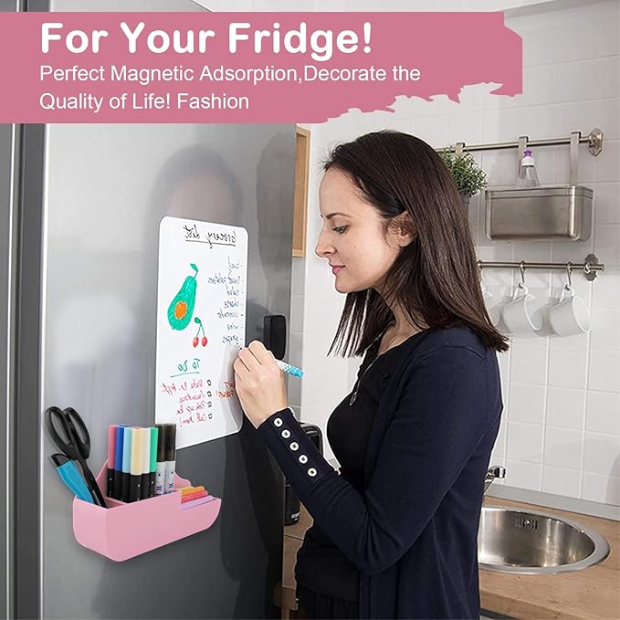 Magnetic Pen Holder,3 Compartments Magnetic Dry Erase Marker Holder,Extra Strong Magnet Storage Marker Pen Pencil Organizer for Refrigerator,Whiteboard,Locker Accessories(Cloud Style)