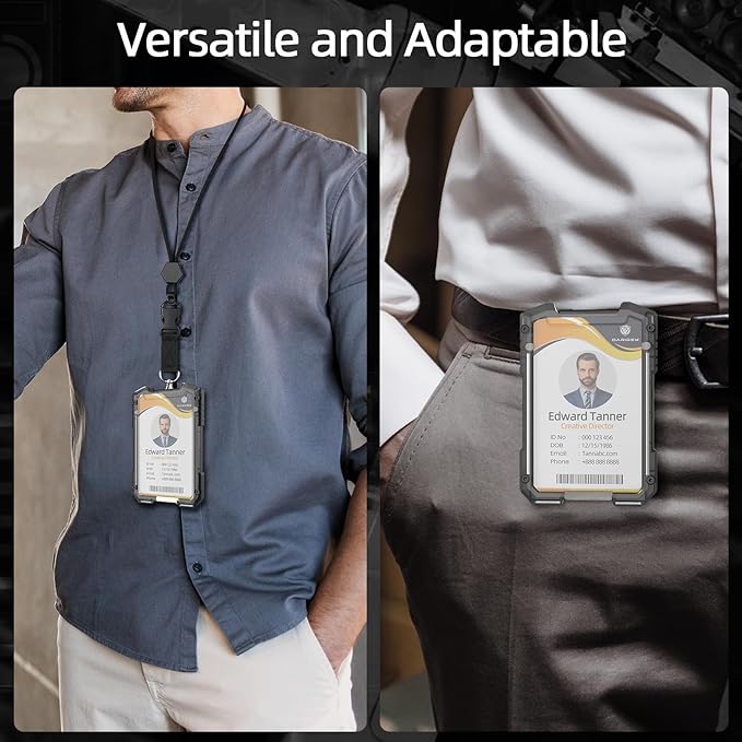 Oaridey Retractable Badge Holders, Heavy Duty Retractable Keychain with Tactical ID Card Holder (Holds 5 Cards), ID Badge Holders with Metal Clip, 31.5' Badge Reel