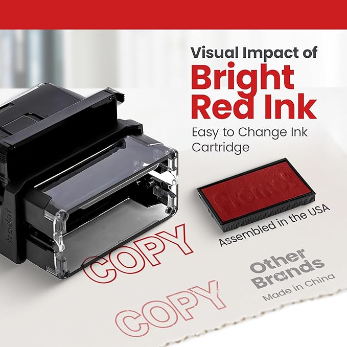 Promot Copy Self Inking Rubber Stamp - Refillable Copy Stamper - Business, Bookkeeping, Ordering, Accounting, Work, Office Stamps - Red Ink