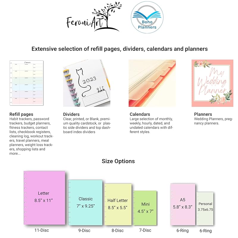 6 Clear Blank Binder Dividers for Discbound Planners Semi-Transparent fits with Letter Size Planners, Circa Letter, Arc by Staples, TUL, Letter (11-Disc Letter (8.5 x 11 in))