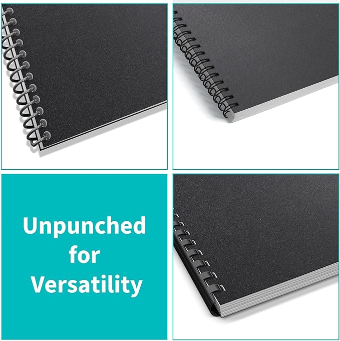 Binditek 50 Pack 12 Mil Sand-Textured Polycover - Plastic Binding Cover for Letter Size - Business Reports and Proposals - Lightly Textured Sand Finish - Square Corners, Un-Punched, Black