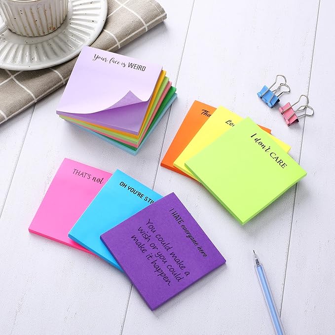 12 Pieces Snarky Office Sticky Notes Funny Note Pads Work Sucks Complaining Quotes Vibrant Negative Passive Office Notepads Adhesive Memo Pad for Colleague Supplies, 3 x 3 Inch(Stylish Style)