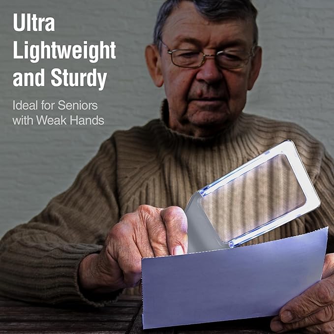 MagniPros 6X Rechargeable Magnifying Glass for Reading with 3 Color Light Modes & Anti-Glare Lens - Relieve Eye Strain | Perfect for Low Vision Seniors, Inspection, Crafts & Fine Print