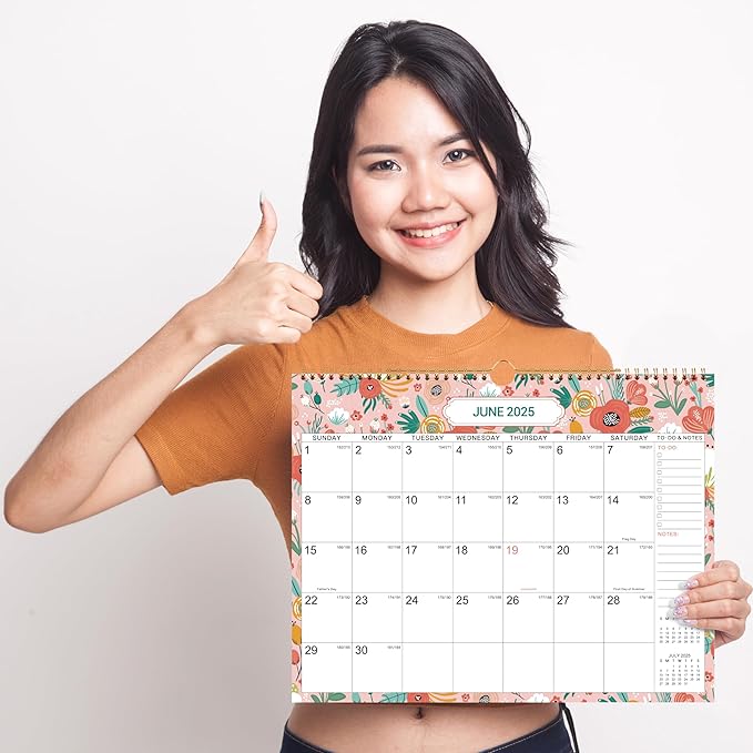2025 Wall Calendar - Wall Calendar 2025, Jan. 2025 to Jun. 2026, 14.8" x 11.4" Monthly Wall Calendar with Julian Date, Calendar 2025 with Thick Paper