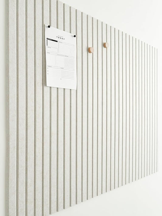 Large Cork Boards for Walls Black Felt Board Alternative - Slat Wall Paneling, Felt Bulletin Board Tiles for Office Decor, Push pin Board Office Wall Organizer -12-Pack (Ivory Tan)