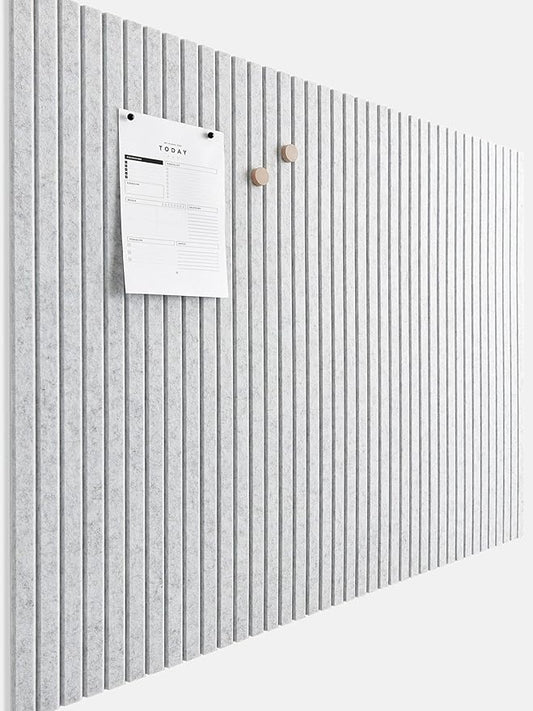 Large Cork Board for Office Black Felt Board Alternative - Slat Wall Paneling, Felt bulletin board tiles for office wall decor, Push pin board Wall organizer for office -12-Pack (Marble White)