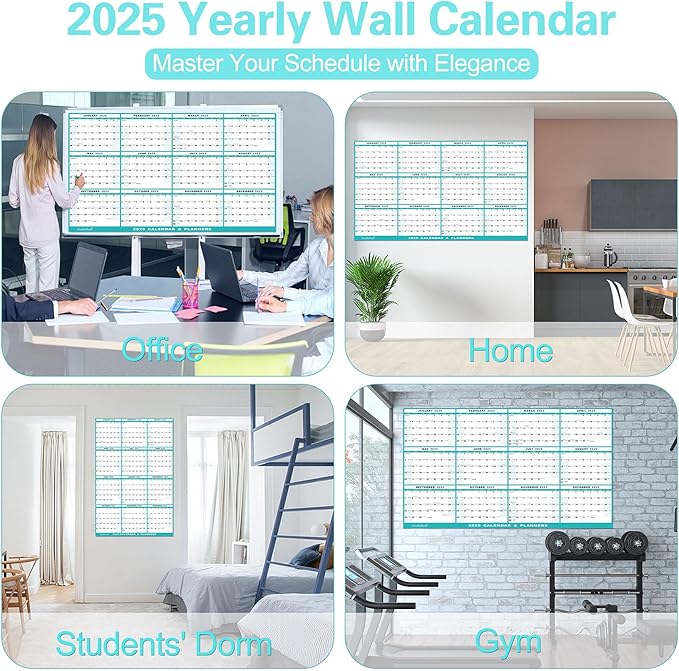 32" x 48" 2025 Wall Calendar, Folded Wet & Dry Erase Wall Calendar 12 Month, Annual Yearly Planner Yearly Laminated Calendar 2025 Horizontal/Vertical, with Julian Dates