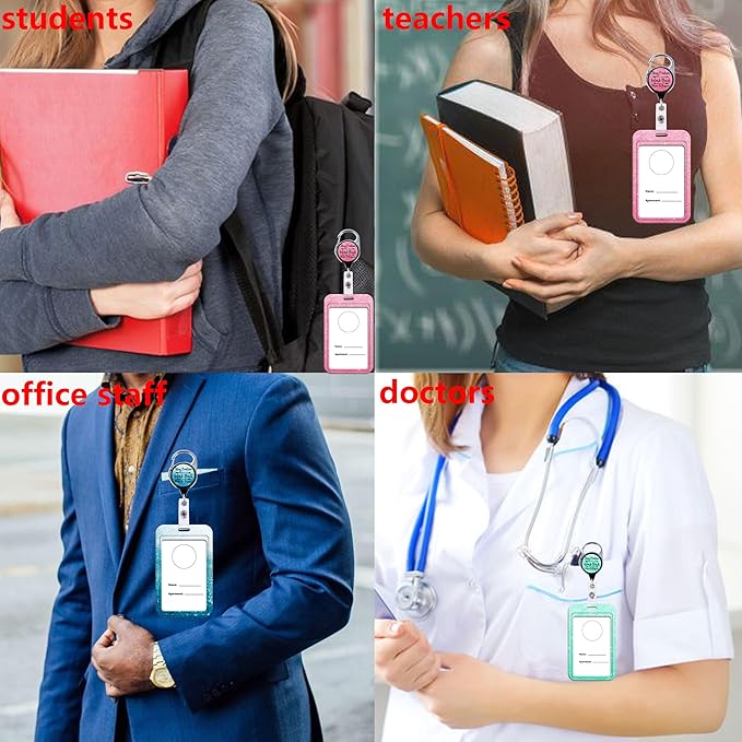 Pink ID Badge Holder Lanyard & Retractable Badge Reel Positive Lanyard for ID Badges Cute Key Lanyard for Women Girls Teachers Aesthetic Work & School Lanyard ID Holder Cruise Lanyard(Quote)