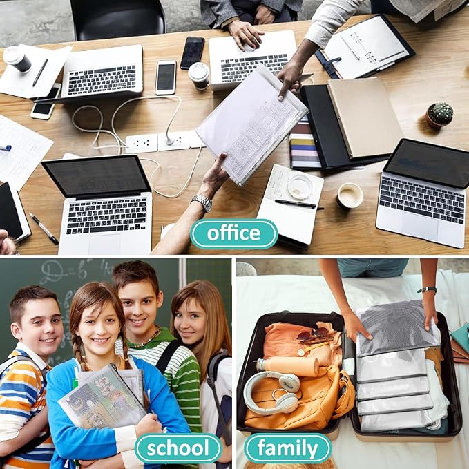 12pcs Mesh Zipper Pouch Bags, A4 Puzzle Bag for Organizing Storage Bag, File Bags for Office, Board Games and Home Supplies