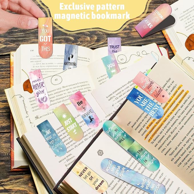 Magnetic Bookmarks, Kaluofan 30PCS Inspirational Bookmarks, Bookmarks for Women, Bookmarks for Kids, Double Sided Magnet Book Markers Page Clip for Students Teachers Reading Supplies