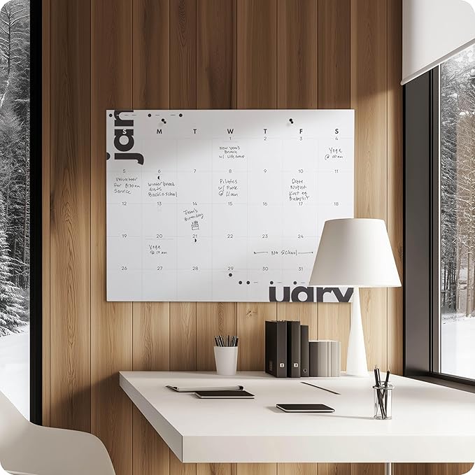 2025 Writable Edition, Oversized Monthly Wall Calendar 24.75" x 19.25", Large Writing Spaces, Holidays & Moon Phases, Hang or Use as Desk Blotter, Morse Code Inspired, MADE IN THE USA