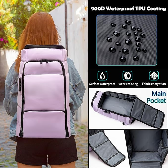 Anti Theft Urban Backpack, 28L Travel Backpack Fits 15 Inch Laptop, Waterproof Carry On Backpack, Casual Daypack For Weekender Business Hiking