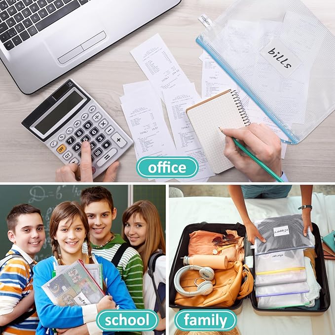 12pcs Mesh Zipper Pouch Bags, A5 Puzzle Bag (12 Colors, 12 Packs) for Organizing, Classroom Must Have Storage Bag, Board Games and Office Supplies