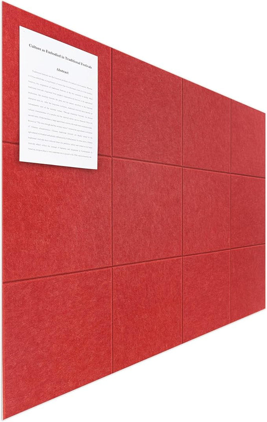 Large Felt Bulletin Board(48" x 36"),Cork Board Alternative,12 Pack Felt Wall Tiles with Safe Removable Adhesive Tabs,Notice Pin Board/Message Board/Vision Board for Office, School & Home