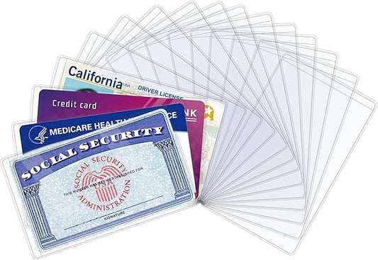 16 PCS Social Security Card Protector Sleeves/New Medicare Card Protector Sleeve/Credit Card Holder,31 Mil Soft Clear Plastic Card Sleeves, Waterproof SSN Card Protector