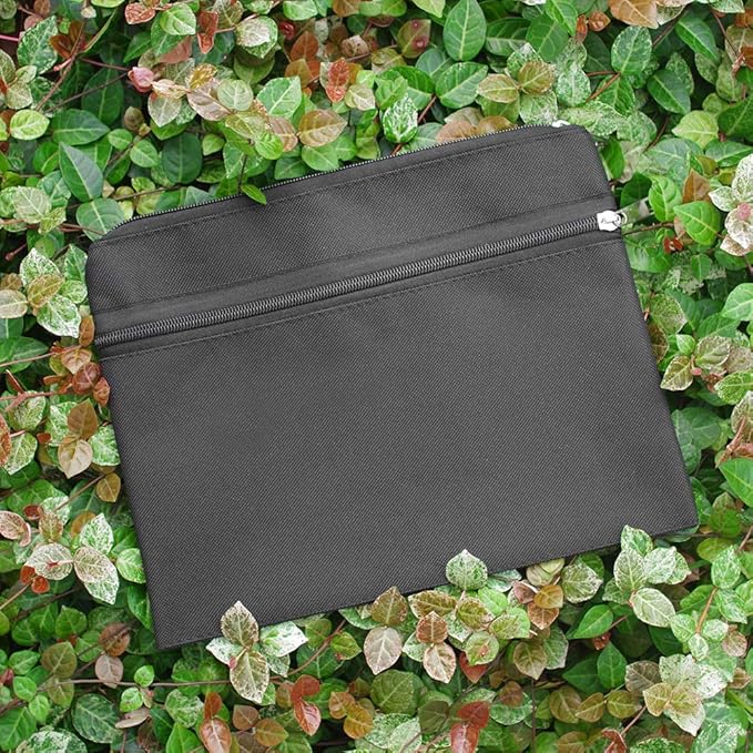 2 Pack 10 X 8 Inches 600D Zipped Large Storage Envelope Pouches Bags with 2 Pockets, Poly File Paper Document Organizer, Portable Bulk Bags for Filing Office Supplie, Black, 2 Pack