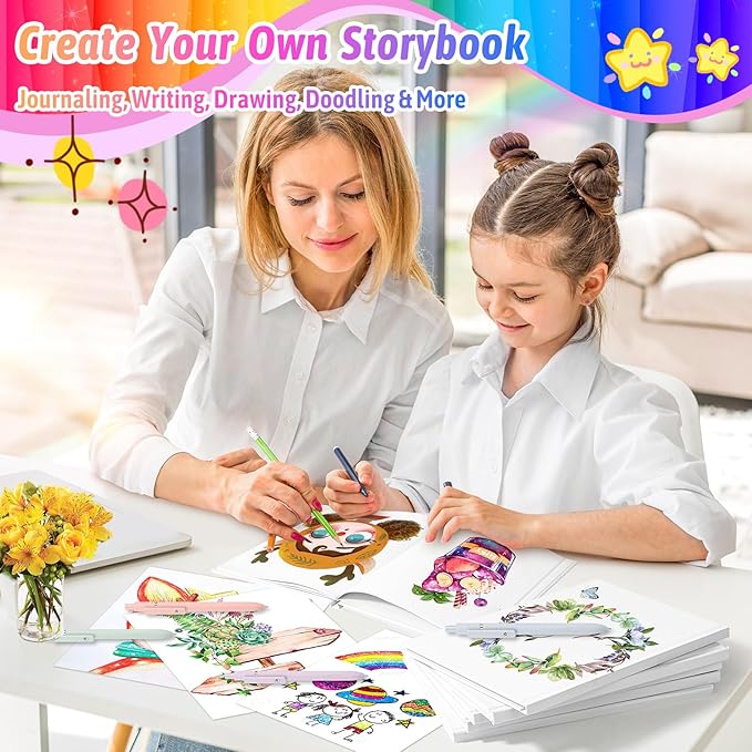 12-Pack Blank Hand Writing Books for Kids Ages 4 5 6 7 8 9 10 11 12 Year Old, 60 Pages 6"x8" Blank Hardcover Books Bulk, Notebooks & Journal Supplies, Back to School Essentials Office Desk Accessories