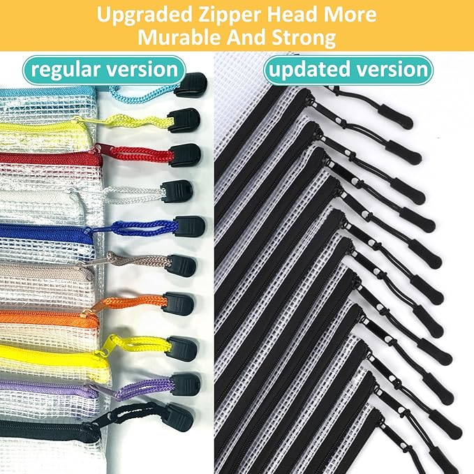 12pcs Mesh Zipper Pouch Bags, A5 Storage Bag for Organizing, File Bags for Office, Board Games and Home Supplies