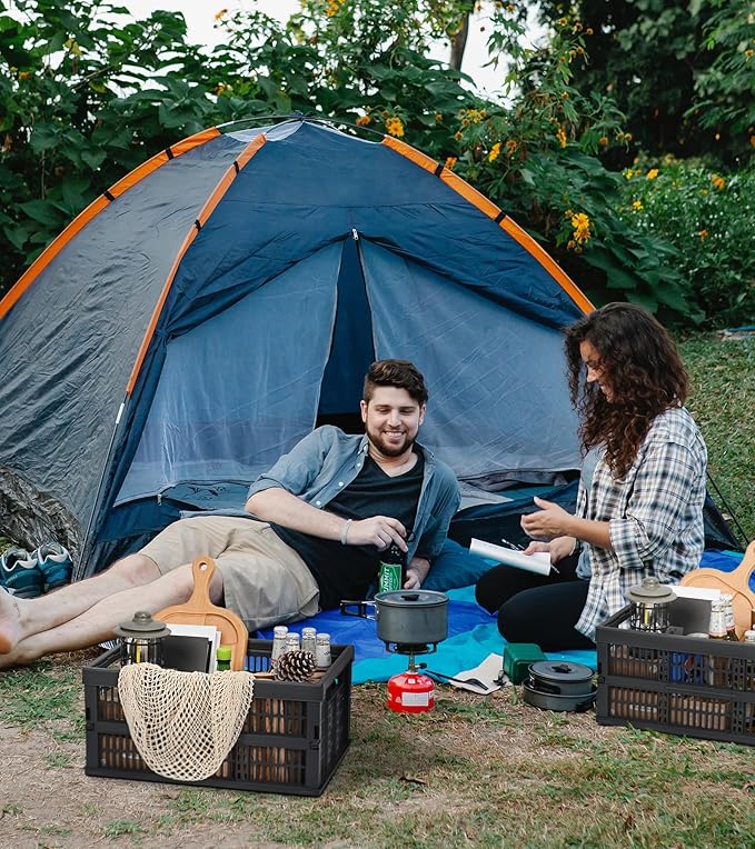 2-Pack Pastel Plastic Storage Baskets, Collapsible Crates for Organizing, Space-Saving Bins for Classroom, Kitchen, Office, Bedroom (Dark Grey, 19" x 13" x 9")