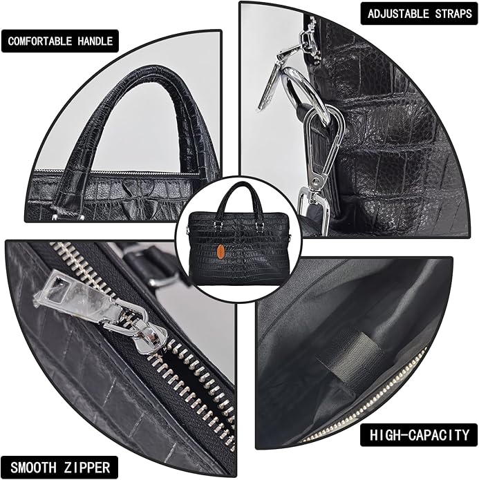 14.5 inches Laptop Bag, Genuine Leather Shoulder Bag for Men Business Briefcase, Travel Crossbody Bag