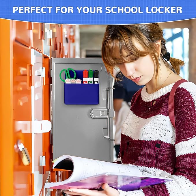 Magnetic Dry Erase Marker Holder, Magnetic Pen Marker Holder for Whiteboard, Fridge, Locker Accessories, School, Office, Home, Magnet Pen Cup,1 Pack, Dark Blue