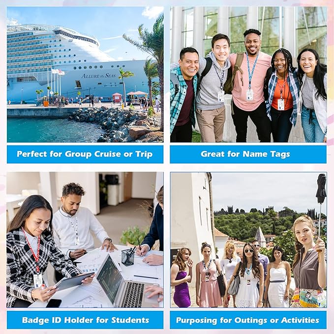 Retractable Lanyards, 6 Pack Waterproof Lanyard with ID Badge Reel Holder & Detachable Buckle for Ships Key Cards, Cruise Essentials & Must Have Accessories (6 Colors)