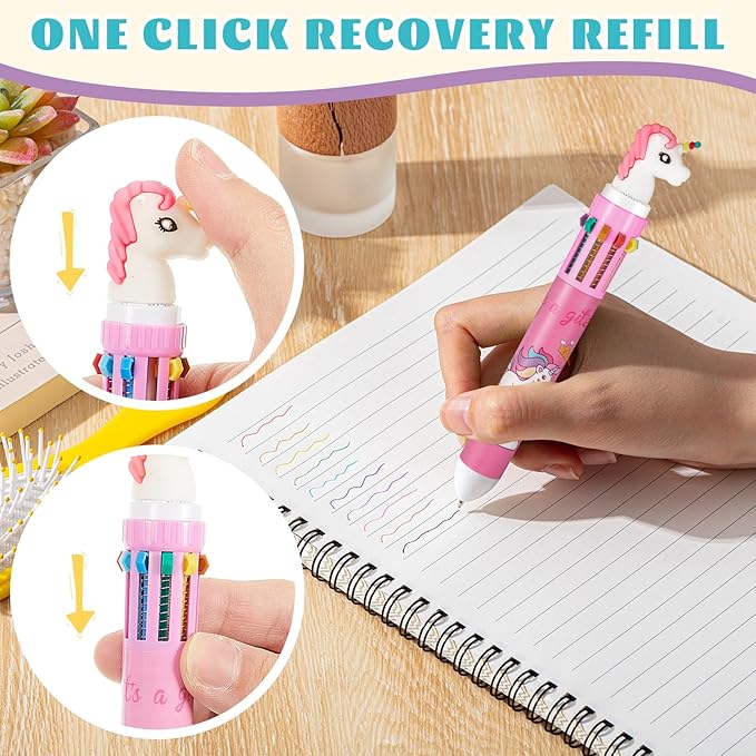 18 Pcs Multicolor Pen in One Include 4 In1 and 10 in 1 Colored Cute Pens Retractable Cartoon Ballpoint for Valentine‘s Day Birthdays Office Gifts (Classic)