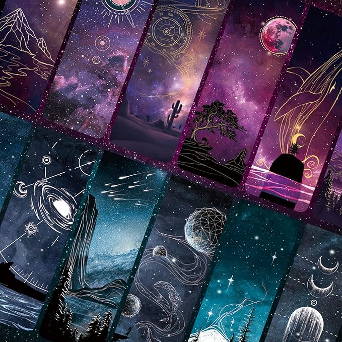 12 PCS Cool Magnetic Bookmarks, Space Starry Night Bookmarks for Book Lovers, Bulk Bookmarks for Women Men, Unique Book Mark for Reading, Students, Classroom Gifts, School Prize, Reading Present