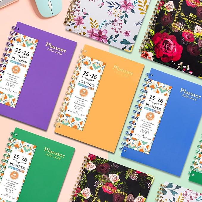 2025-2026 Weekly and Monthly Planner, 18 Month Calendar Planner Jan.2025 to Jun.2026 - Daily Planner 2025-2026, Work Planner for Women Men 5.7" x 8.2"- Dark Purple