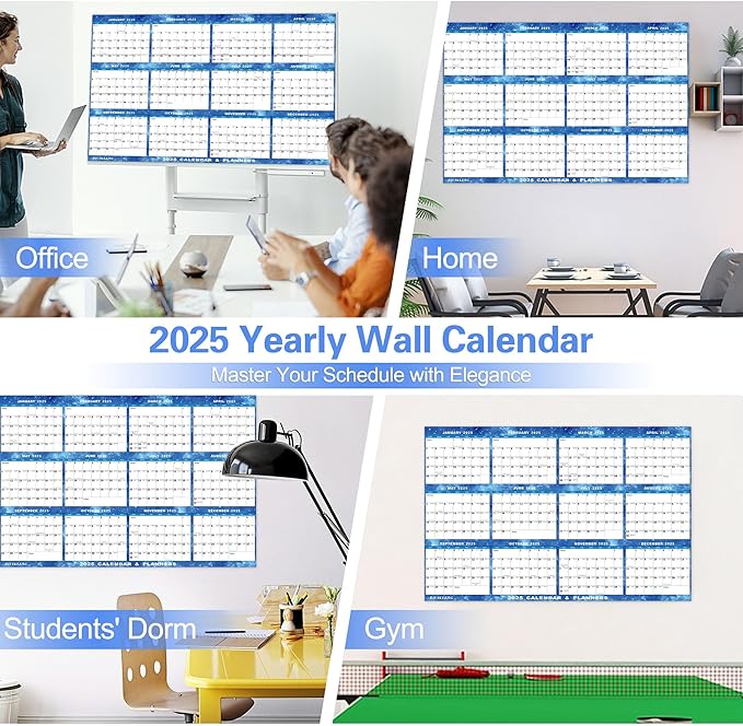 32" x 48" 2025 Wall Calendar Erasable Starry Sky, Wet & Dry Erase Large Laminated Annual Yearly Planner - 12 Month Horizontal/Vertical Calendar January to December for Easy Planning, Organizing