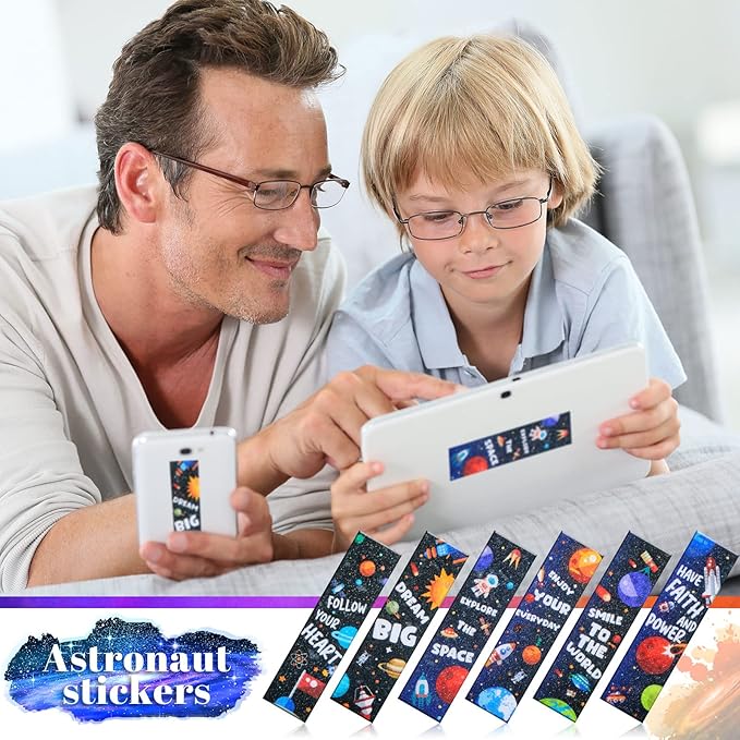 36 Pieces Anxiety Sensory Stickers Cute Fidget Textured Strips Toys Anti Stress Tactile Rough Sensory Calm Textured Strips Adhesives Anxiety Relief for Adults Teens Desk Classroom (Spaceman Style)