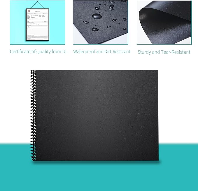 Binditek 50 Pack 16 Mil Sand-Textured Polycover, 11 x 17 Inches Binding Front and Back Covers, Lightly Textured Sand Finish, Heavyduty Binding Presentation Covers for Business Reports, Tabloid, Black