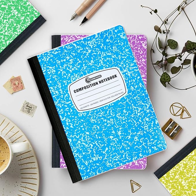 50 Pack Bulk Composition Notebooks College Ruled, 200 Pages (100 Sheets), 9-3/4 x 7-1/2, Bulk School Supplies, Bulk College Ruled Notebooks, Bulk Assorted Colors Marble Notebooks for School